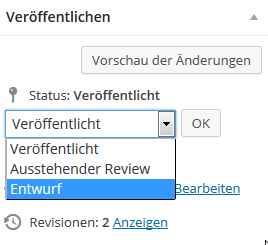 Veröffentlichten Text in Entwurf zurückverwandeln