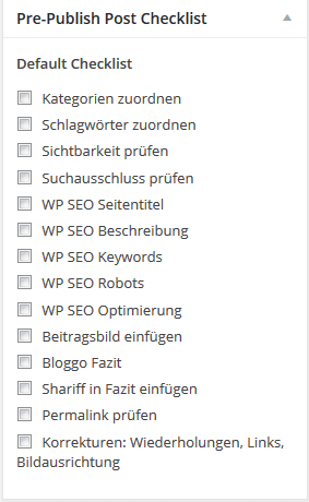 Pre-Publish-Liste für Dauleben