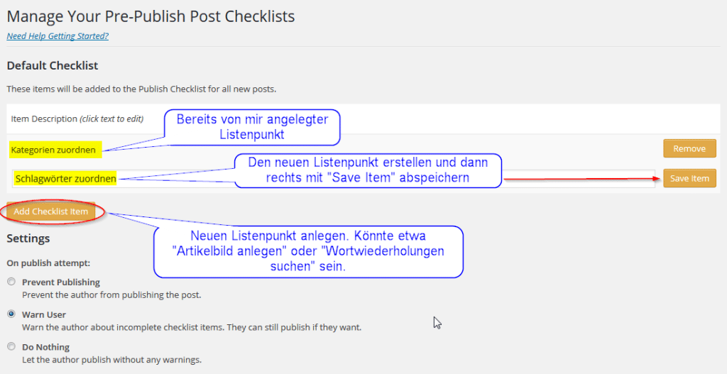 Jobliste mit Plugin Pre Publish erstellen