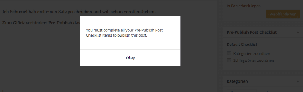 Pre Publish sagt nein