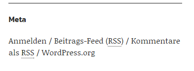Klick mich, dann werde ich größer Metawidget im WordPress-Blog aus der Sicht eines unangemeldeten Besuchers